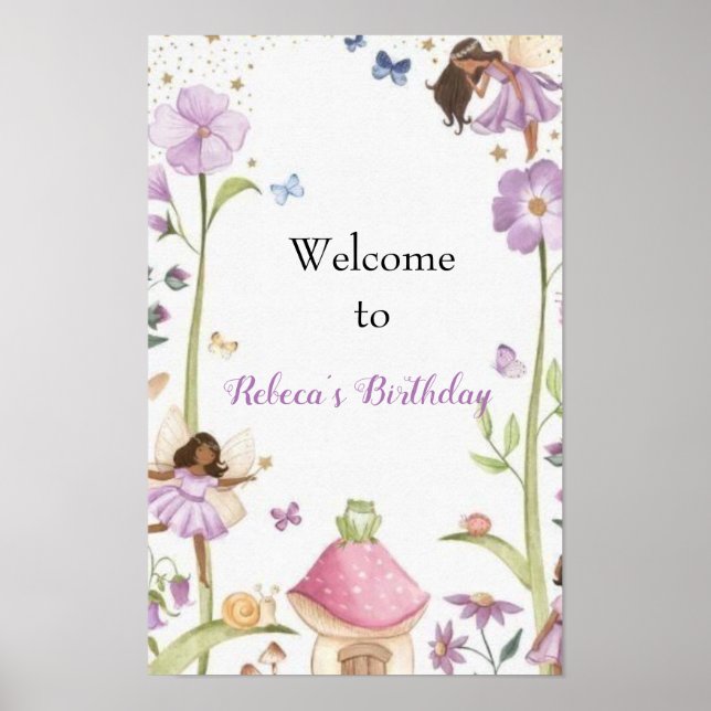 Cute Pink fairy Coquette primer cumpleaños Poster (Vorne)