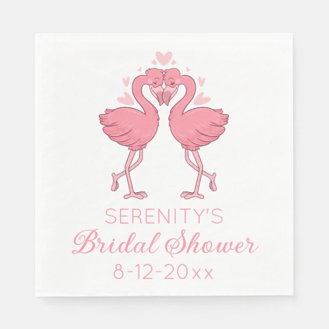 Cute Pink Flamingos Tropical Beach Bridal Shower Serviette (Vorderseite)