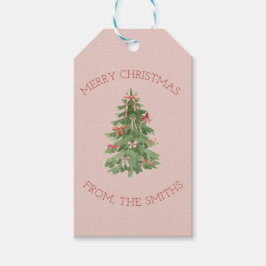 Cute Pink Girly Christmas Tree Gift Stickers Geschenkanhänger