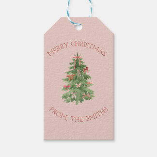 Cute Pink Girly Christmas Tree Gift Stickers Geschenkanhänger