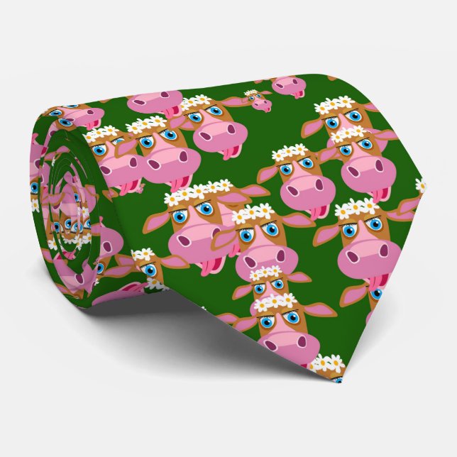 Cute Pink Girly Cow Krawatte (Gerollt)