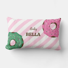 Cute Pink & Green Donut Baby Throw Pillow Lendenkissen