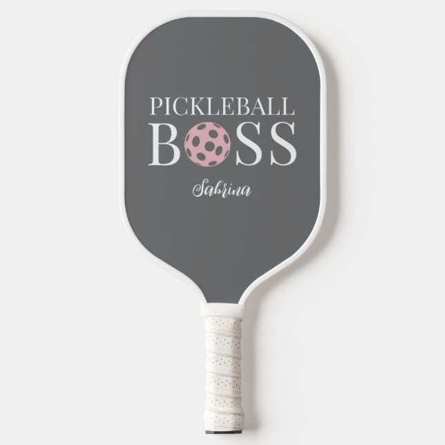 Cute Pink Grey Pickleball Boss  Schläger (Vorderseite)