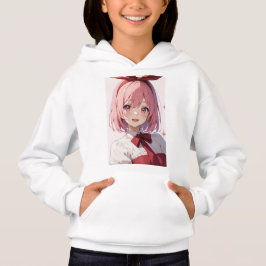 Cute Pink-Haired Anime Girl Illustration Hoodie