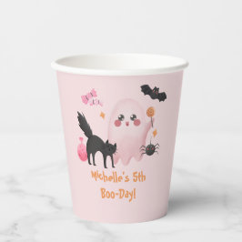 Cute Pink Halloween Birthday Party Pappbecher