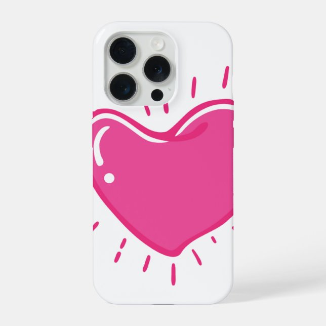 Cute Pink Heart Aesthetic Phone Case iPhone 15 Pro Hülle (Rückseite)