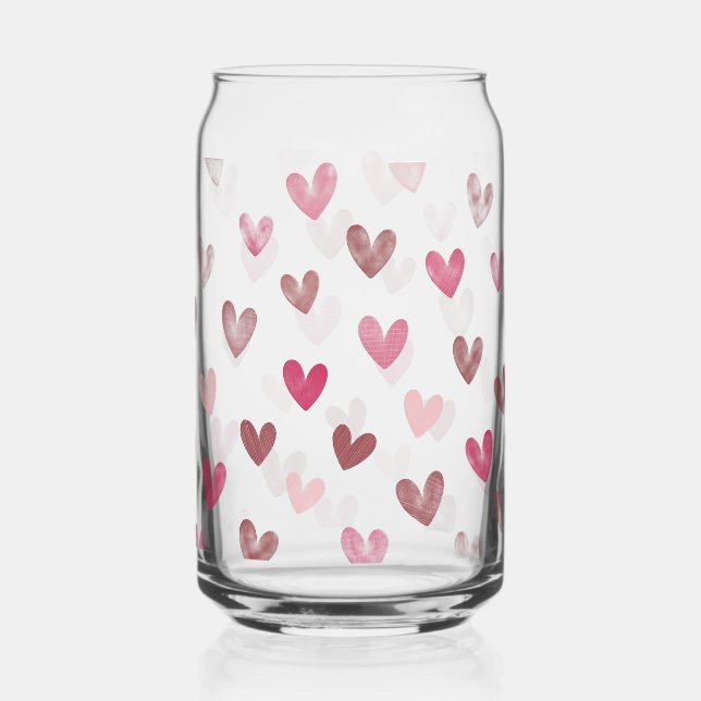 Cute Pink Heart Pattern – Romantic &Stylish Design Dosenglas (Vorderseite)