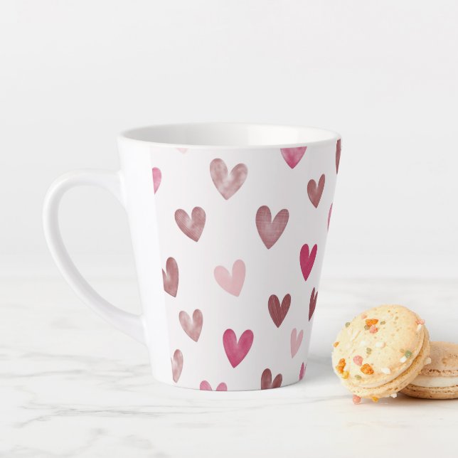 Cute Pink Heart Pattern – Romantic &Stylish Design Milchtasse (Beispiel)