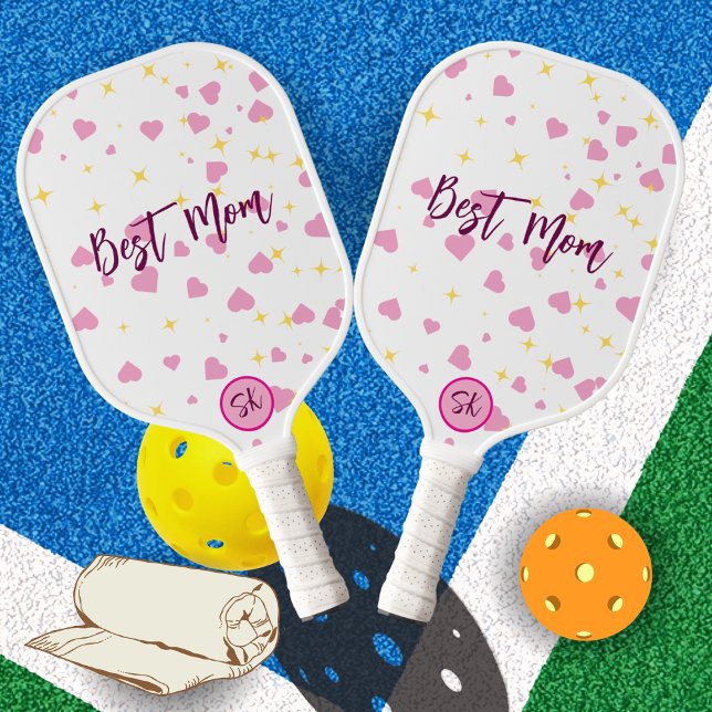 Cute Pink Hearts Pickleball Paddle for Mom Gift (Von Creator hochgeladen)