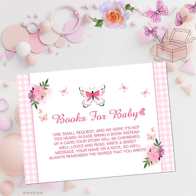 Cute Pink Little Butterfly Baby's Book Request  Begleitkarte (Von Creator hochgeladen)