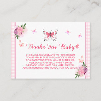 Cute Pink Little Butterfly Baby's Book Request  Begleitkarte