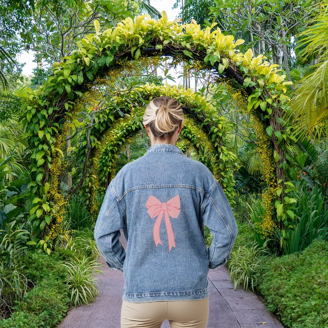 Cute Pink Minimalist Bow Coquette Jeansjacke (Von Creator hochgeladen)