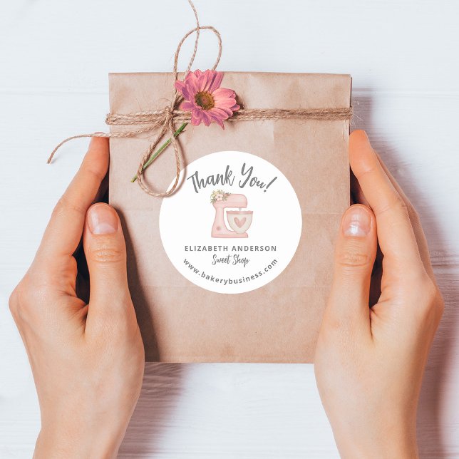 Cute Pink Mixer Boulangerie Business Merci Sticker (Créateur téléchargé)