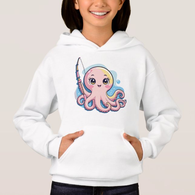 Cute Pink Octopus – Kids’ Hoodie (Vorderseite)