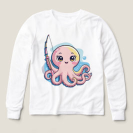 Cute Pink Octopus – Kids’ Long Sleeve Tee