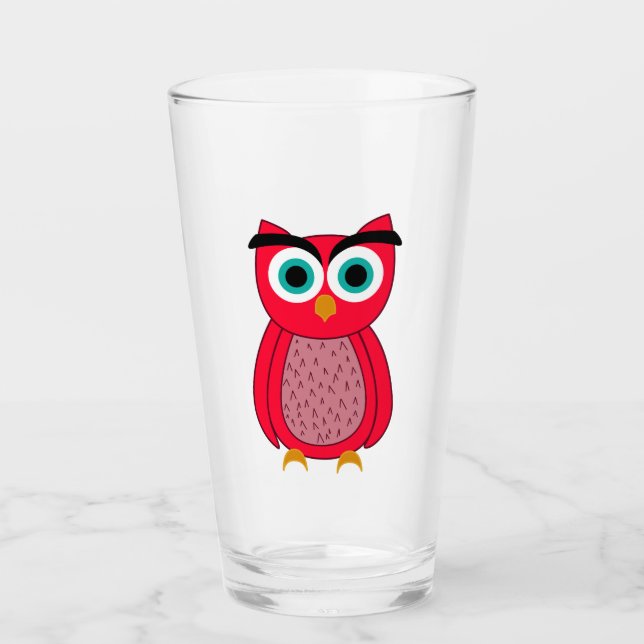 Cute Pink Owl Glas (Vorderseite)