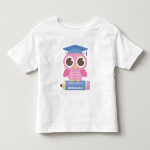Cute Pink Owl on Pencil, pre K Graduate Kleinkind T-shirt