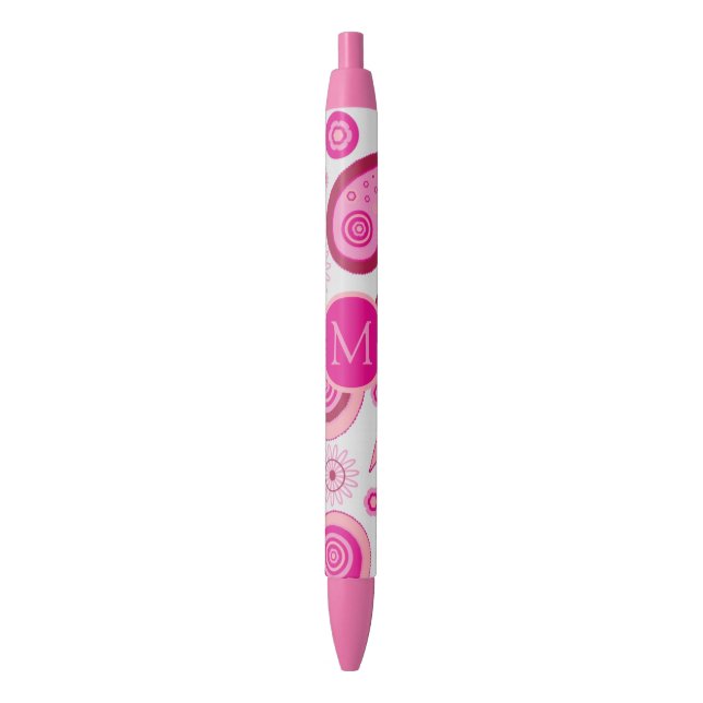 Cute Pink Paisley Monogram Kugelschreiber (Vorderseite Vertikal)