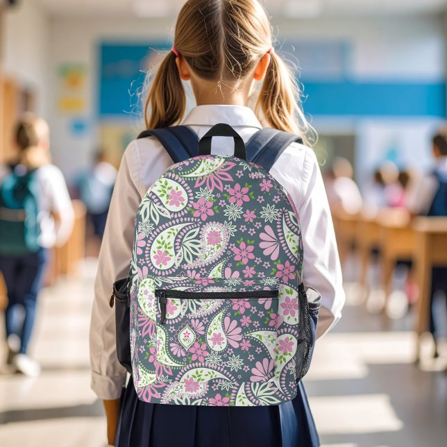 Cute Pink Paisley Pattern School Bedruckter Rucksack (Pink paisley pattern cute background.)