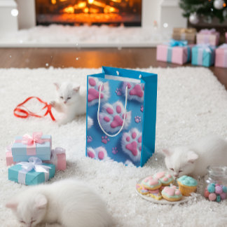 Cute Pink Paw Print Gift Bag Mittlere Geschenktüte