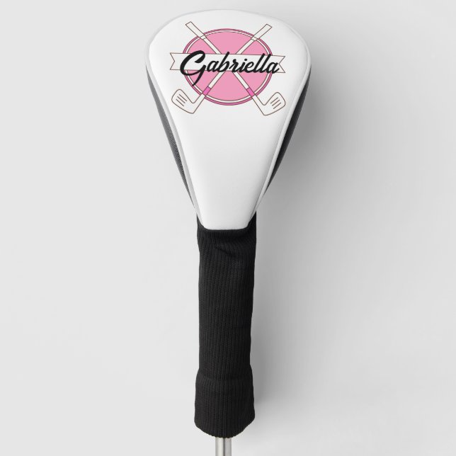 Cute Pink Personalized Golf Clubs Monogram  Golf Headcover (Vorderseite)