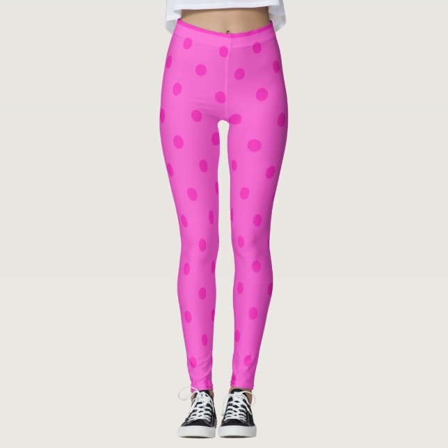 Cute Pink Poka Dot Leggings (Devant)
