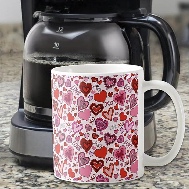 Cute Pink Red Hearts Blush Love Pattern Kaffeetasse (Von Creator hochgeladen)