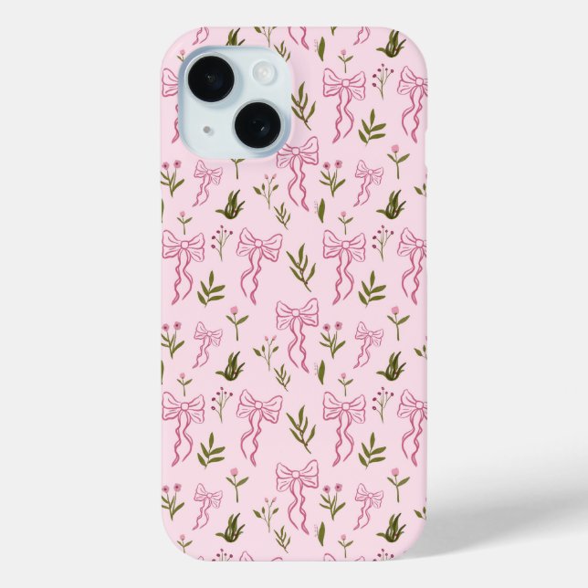 Cute Pink Ribbon Floral Seamless Pattern Case-Mate iPhone Hülle (Rückseite)