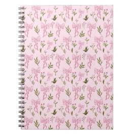 Cute Pink Ribbon Floral Seamless Pattern Notizblock