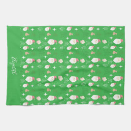 Cute Pink Santa Holiday Pattern Geschirrtuch