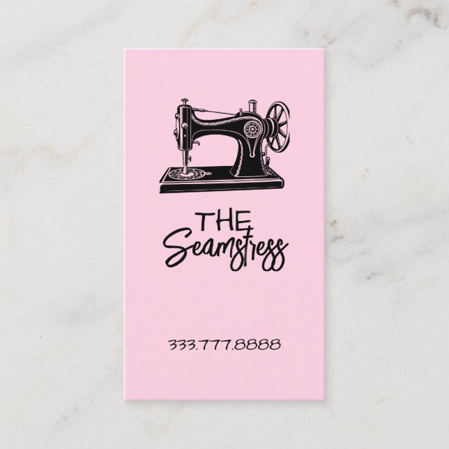 Cute pink Seamstress business card  Visitenkarte (Vorderseite)