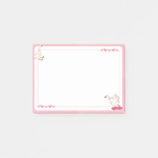 Cute Pink Skateboard Goose Heart Polka Dot  Post-it Klebezettel