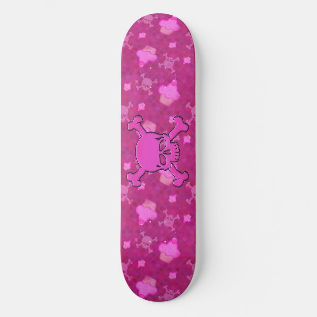 Cute Pink Skulls & Cupcakes Skateboard (Vorderseite)
