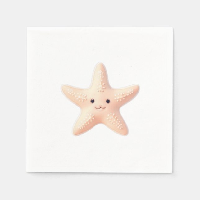 Cute Pink Starfish Serviette (Vorderseite)