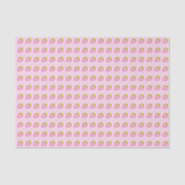 Cute Pink Strawberries Pattern Seidenpapier (Vorderseite)