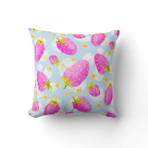 Cute Pink Strawberry Throw Throw Pillow