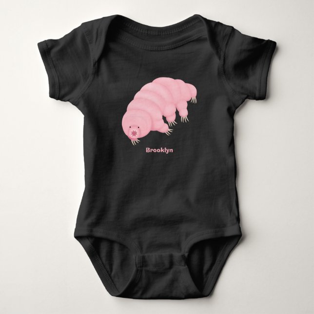 Cute pink tardigrade water bear cartoon  baby strampler (Vorderseite)