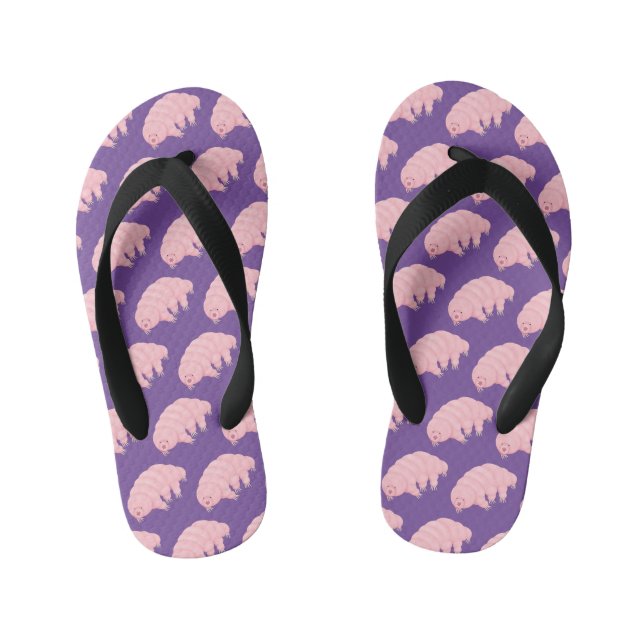 Cute pink tardigrade water bear cartoon kinderbadesandalen (Fußbett)