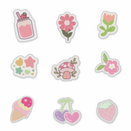 Cute Pink-Themed Stickers for Spring & Summer Vibe Aufkleber