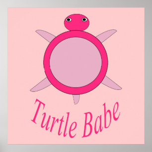 Cute Pink Turtle Babe Poster