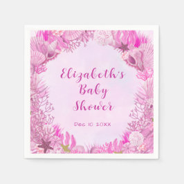 Cute Pink Under the Sea Girl Baby Shower Serviette