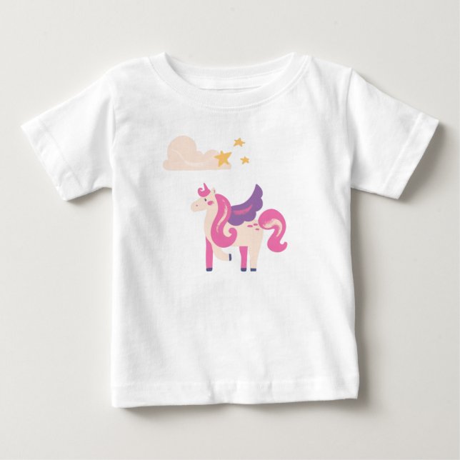 Cute Pink Unicorn Baby T-Shirt (Vorderseite)