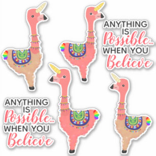 Cute Pink Unicorn Flamingo Llama Inspirational Aufkleber