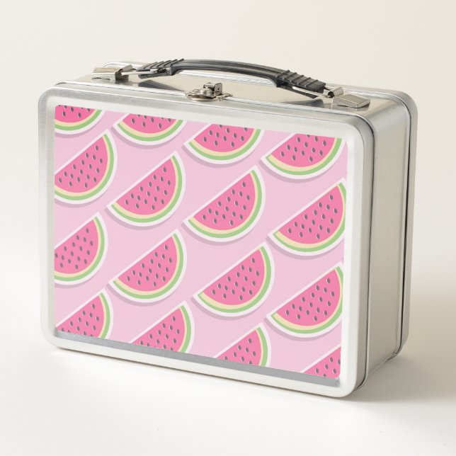Cute Pink Watermelon Pattern Metall Brotdose (Vorderseite)
