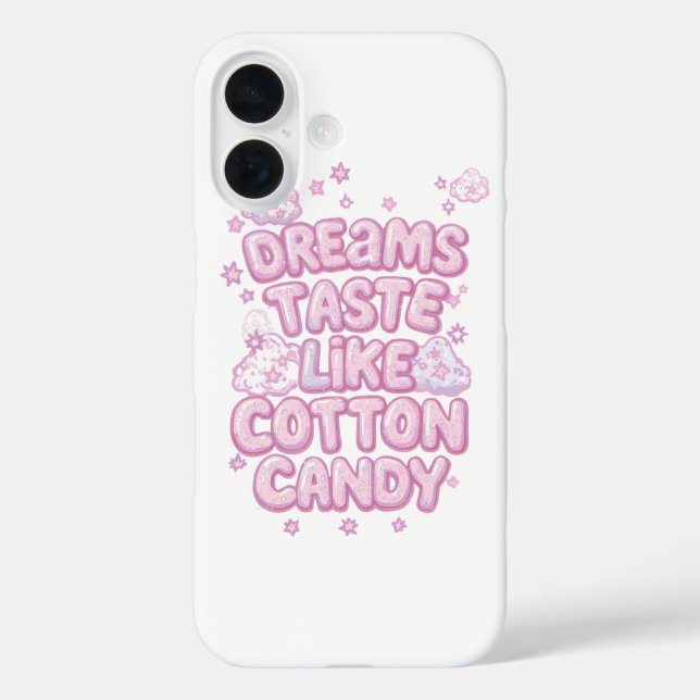 Cute Pink Whimsical Dreamer Typography iPhone 16 Hülle (Rückseite)