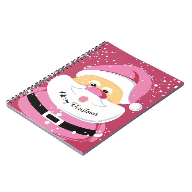 Cute pink whimsical Santa Claus Christmas holiday Notizblock (Linke Seite)