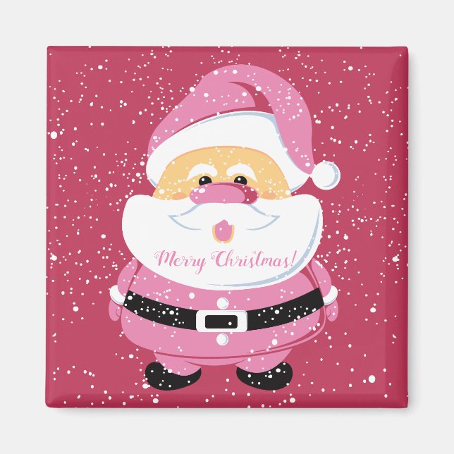Cute pink whimsical Santa Claus Christmas magenta Magnet (Vorne)