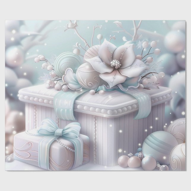 Cute Pink  Winter Birthday Geschenkpapier (Flach)