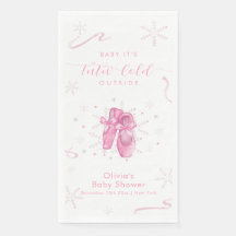 Cute Pink Winter Snowflake Ballerina Baby Shower 