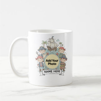 Cute Pirate Adventure Custom Photo  Name Kids Mug Kaffeetasse